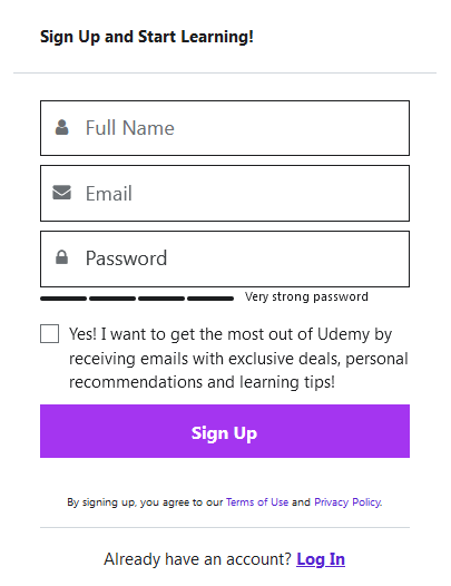 Udemy Signup
