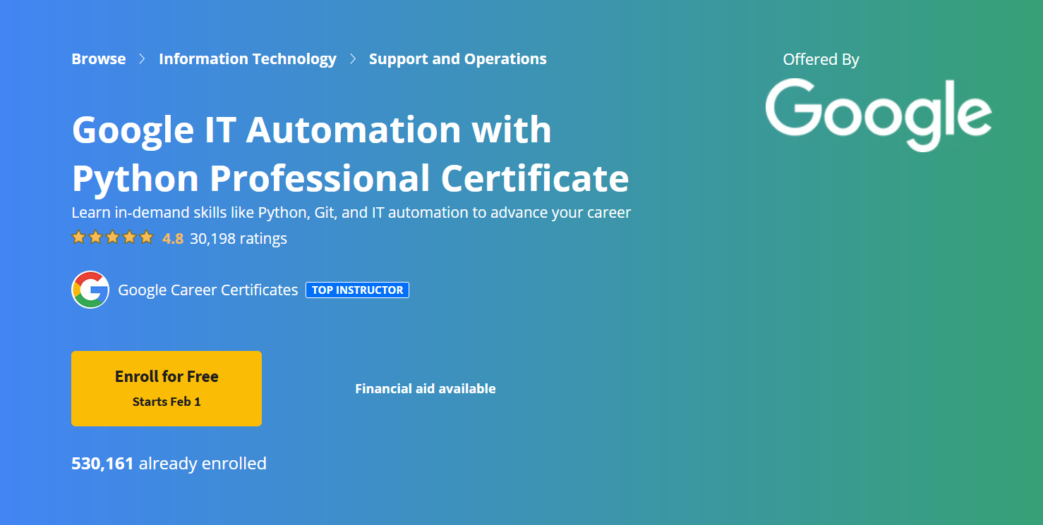 Google IT Automation with Python Professional Certificate